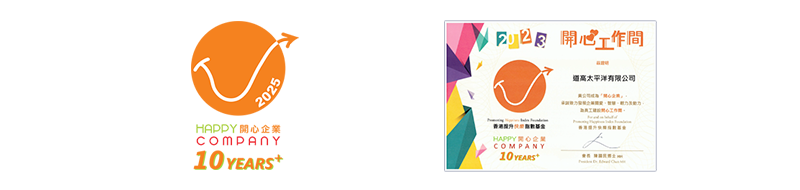 2023 Happy Organization Label Scheme, Logo for more than 10 years participation and Certificate